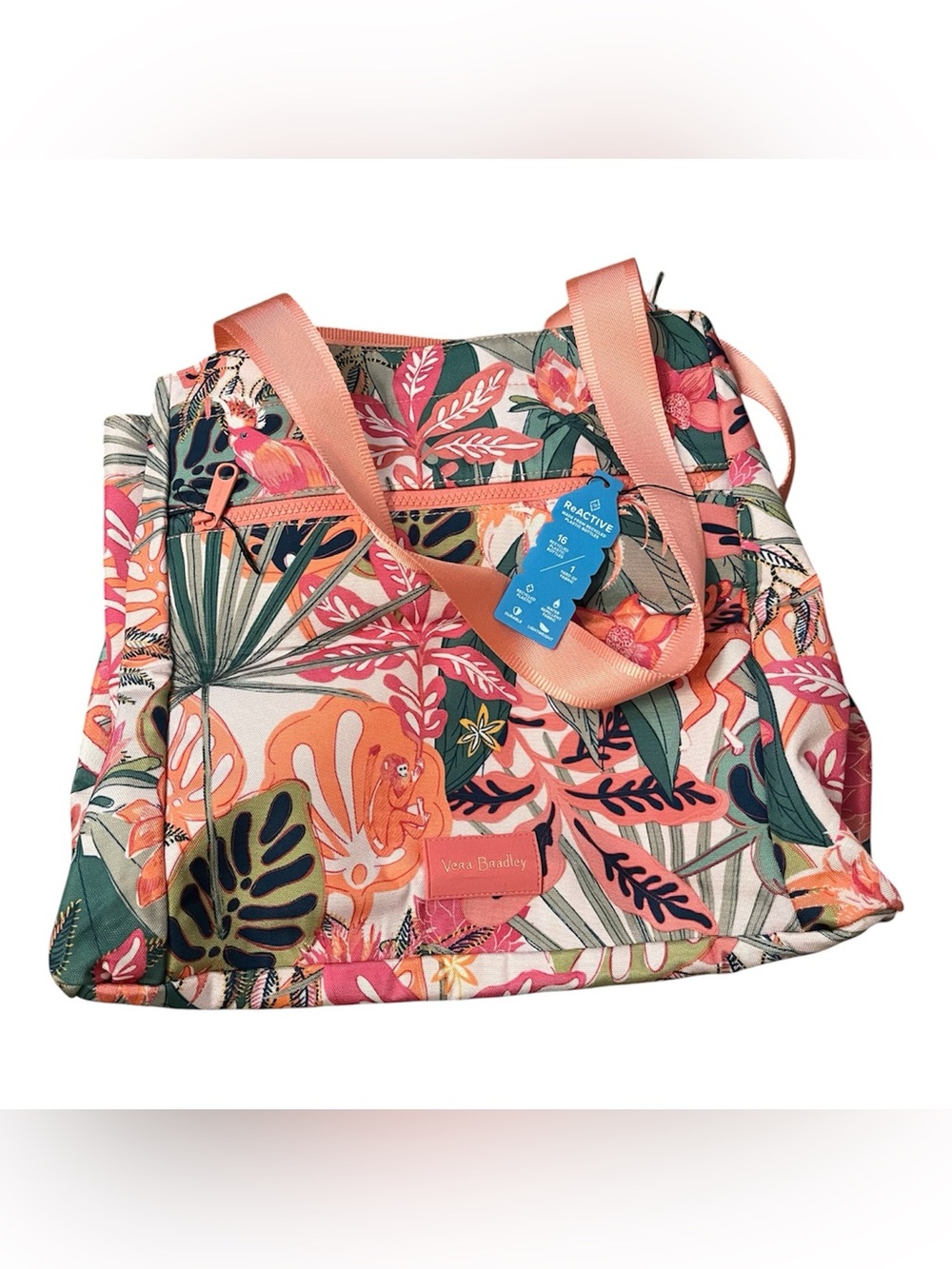 Vera Bradley Pink Coral Tropical Botanical Tote